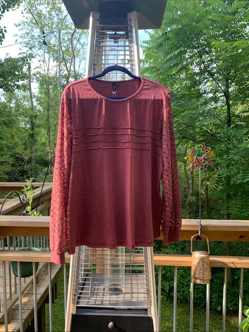 Long-Sleeve Lace Sleeve Top